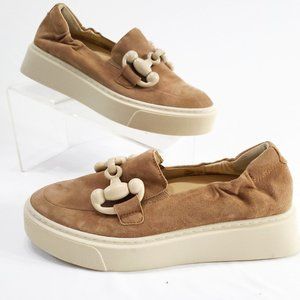 Softwaves Tais 8.80.02 Platform Slip On Beige Suede Size 37.5 NWOB